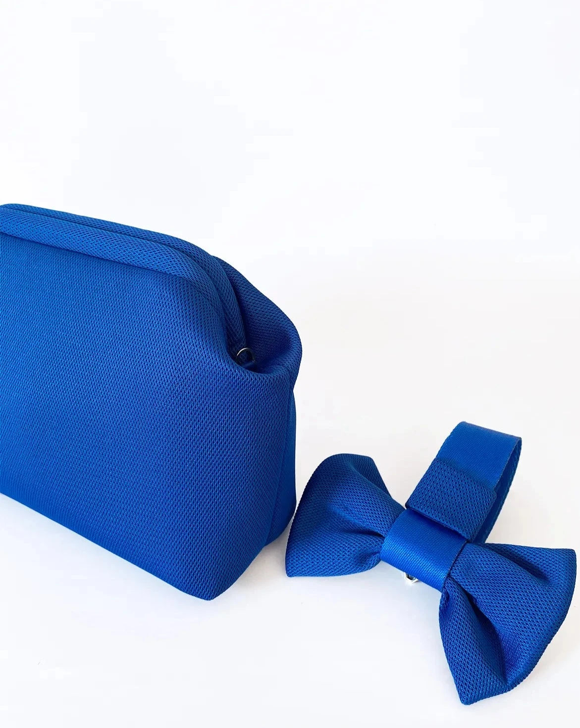 Blue Bow Detail Detachable Strap Handbag handbags LUNARITY GARAGE   