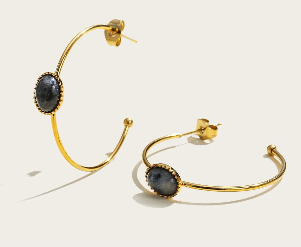 Labradorite Aura Hoops earrings LUNARITY GARAGE