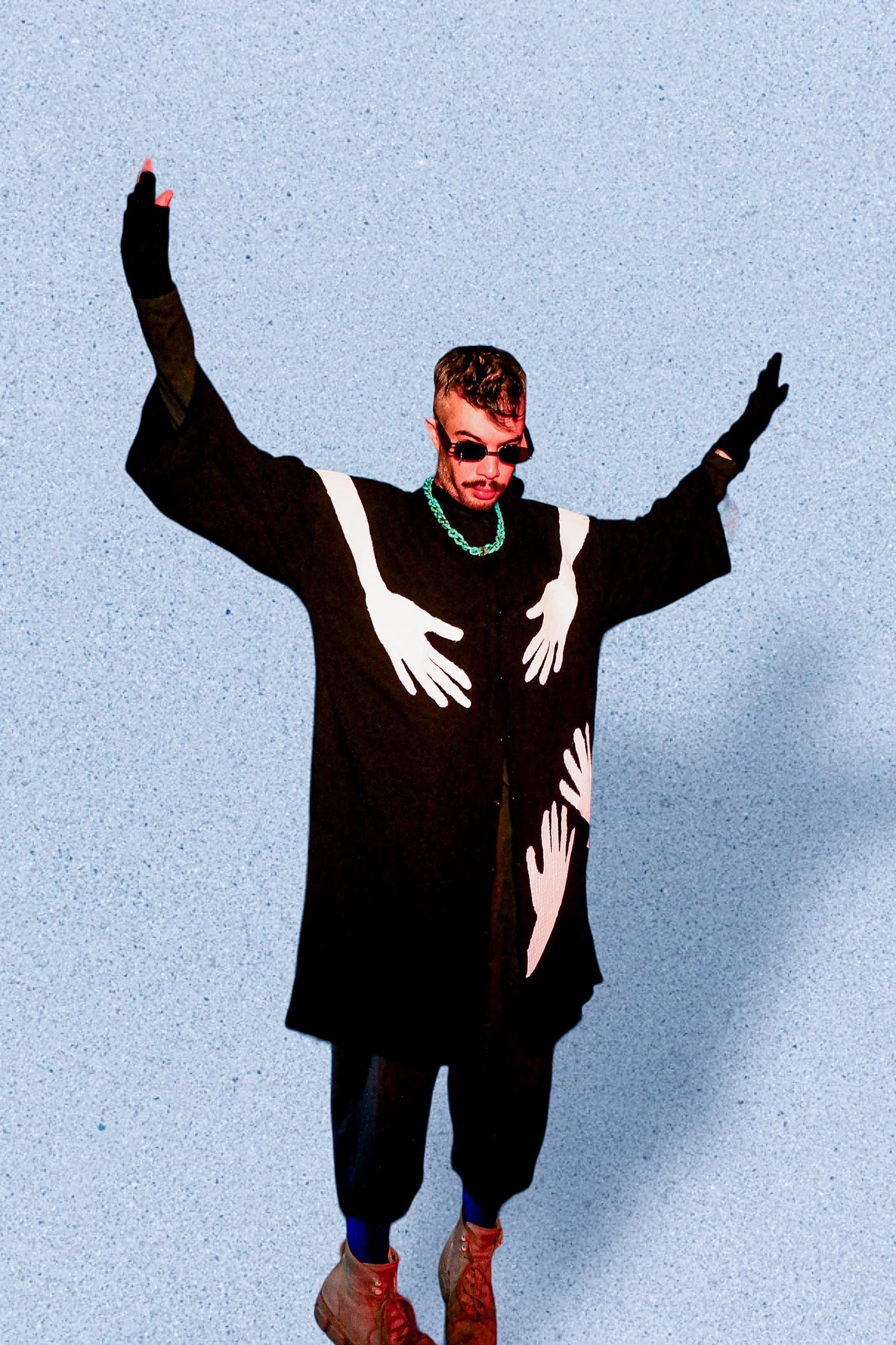 Black Muslin Silhouette Hand Design Shirt shirt LUNARITY GARAGE