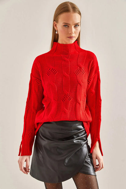 Women's Half-Turtleneck Cable Knit Sweater sweater LUNARITY GARAGE