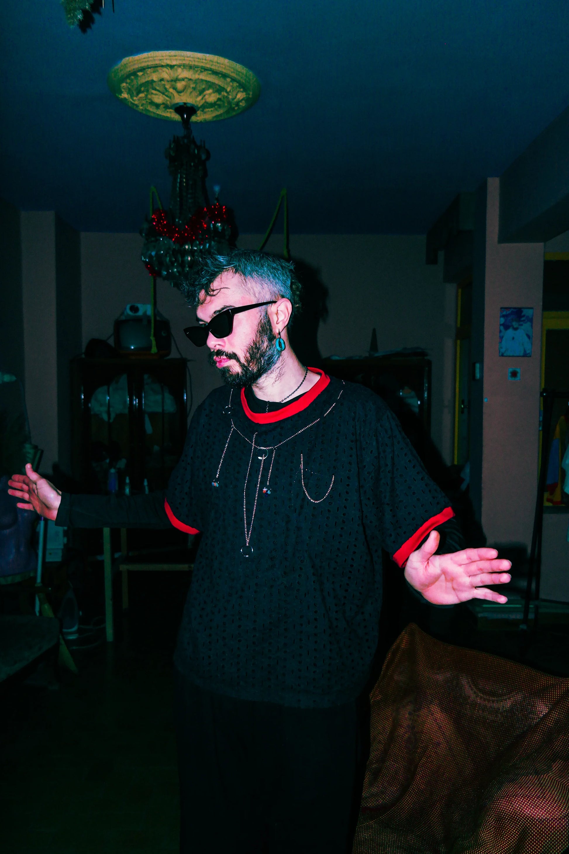 The Cool Mesh T-shirt with Chain & Gemstones T- Shirts LUNARITY GARAGE