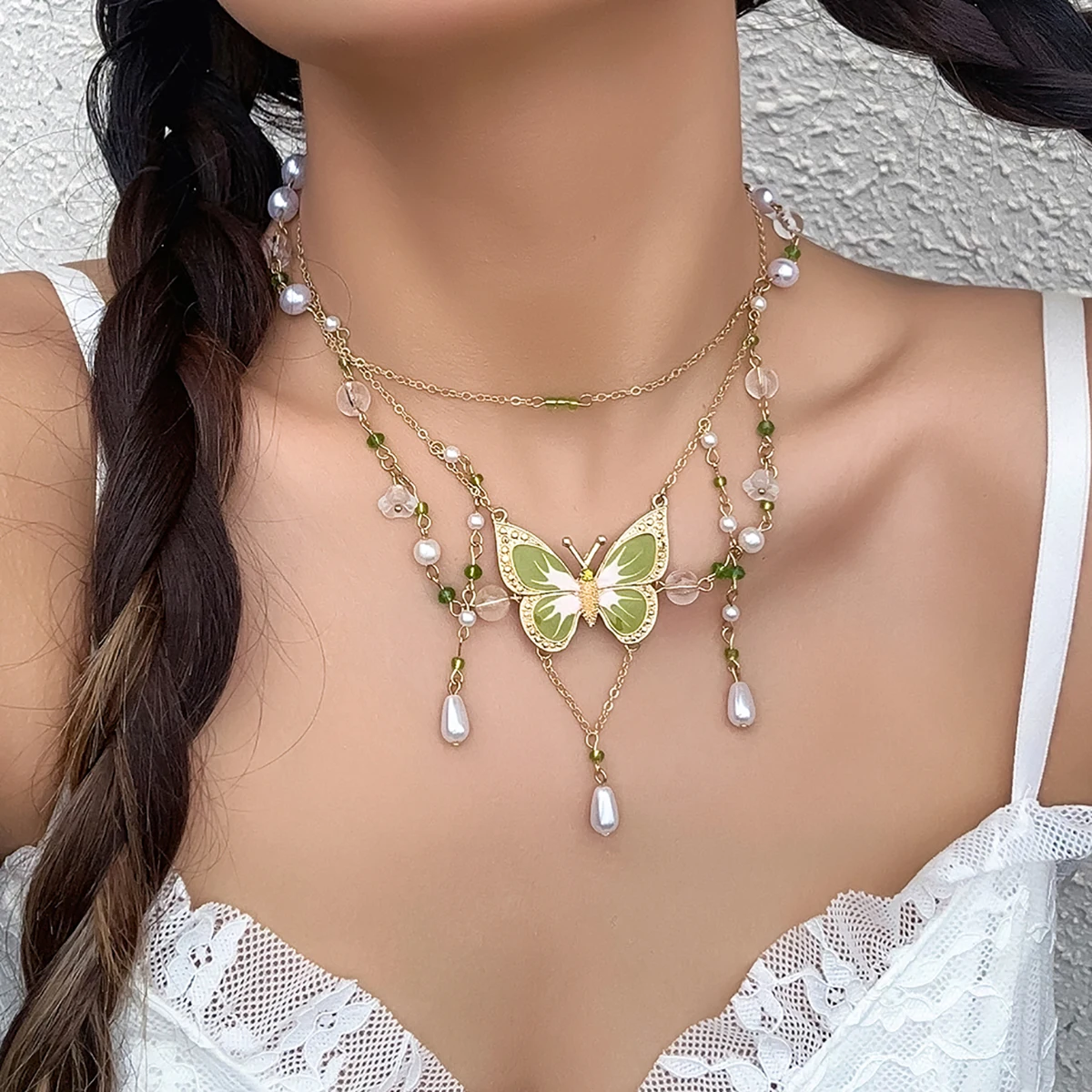 Gothic Mesh Metal Chain Choker with Colorful Big Butterfly Y2K Aesthetic Necklace necklaces LUNARITY GARAGE