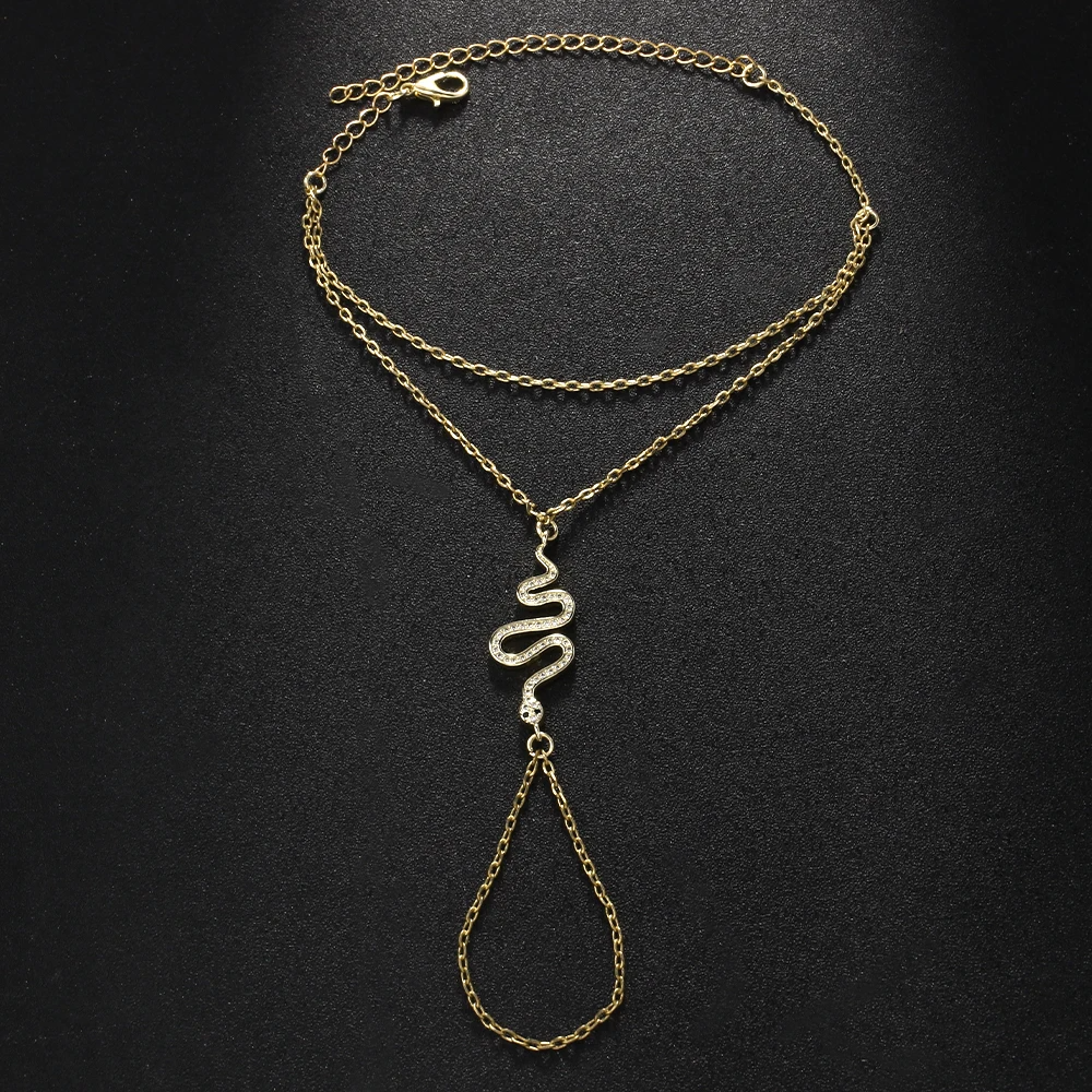 Crystal Snake Finger Chain Bracelet Finger Bracelet LUNARITY GARAGE