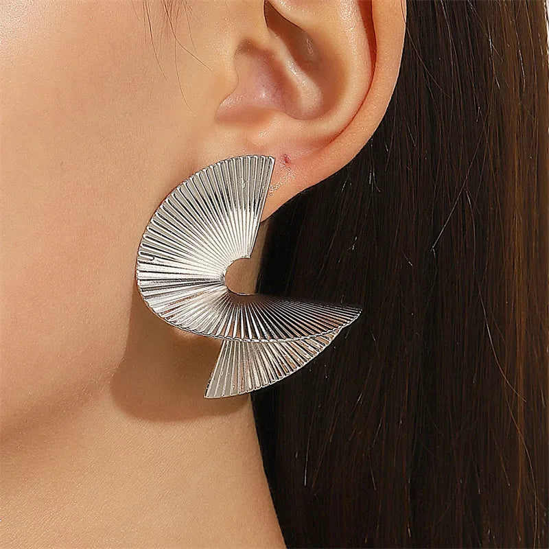 Retro Twisted Spiral Statement Earrings earrings LUNARITY GARAGE Silver  