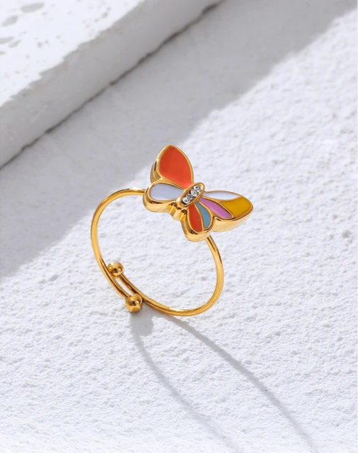 Creative Cute Colorful Enamel Mini Butterfly Rings ring LUNARITY GARAGE   