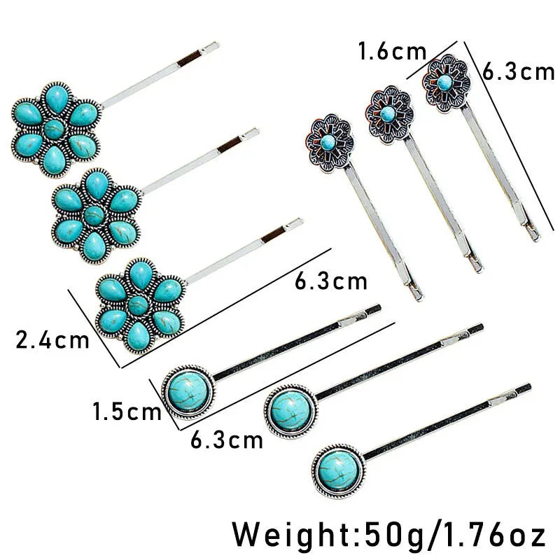 3Pcs/Set Vintage Flower Blue Stone Hair Clips accesories Lunarity Garage