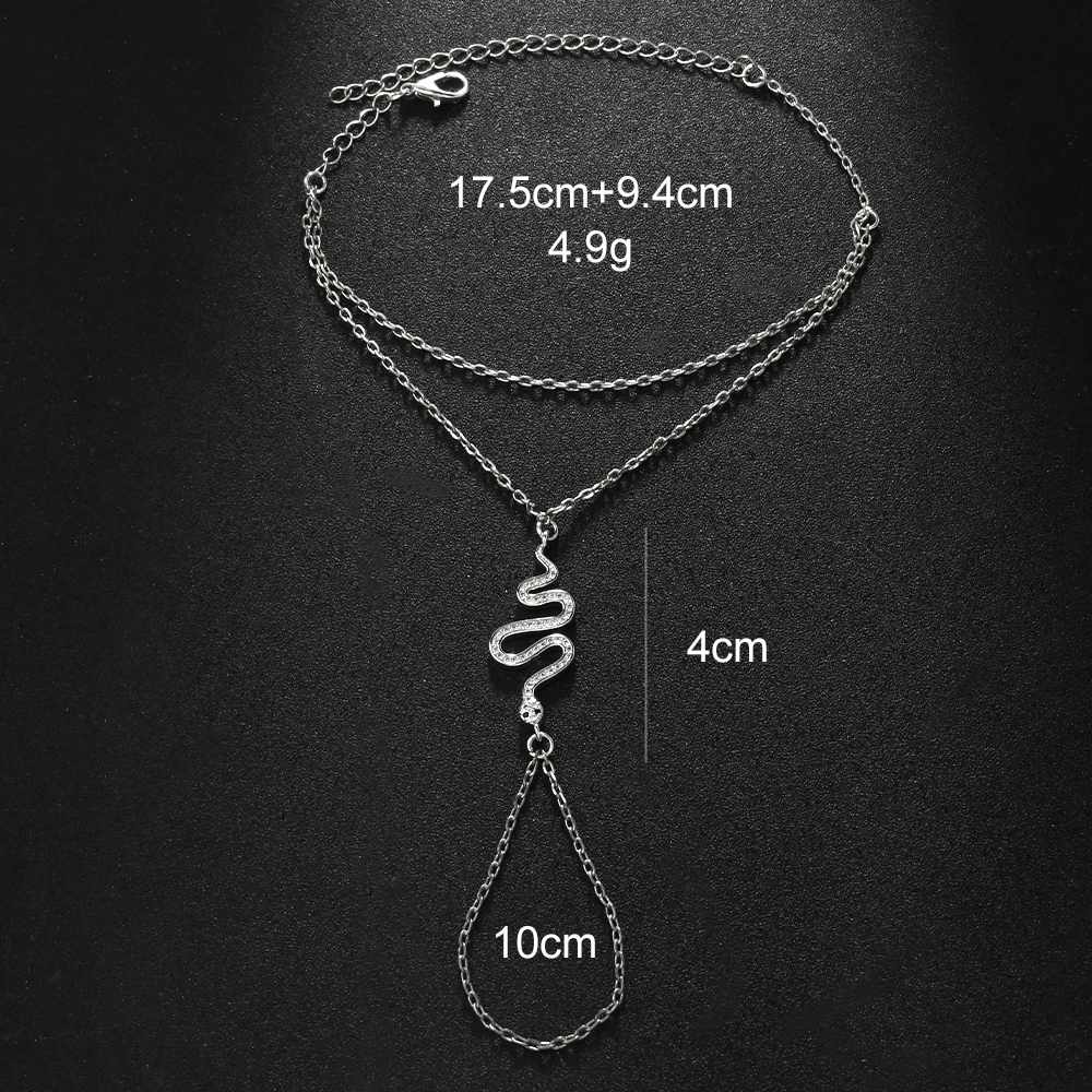 Crystal Snake Finger Chain Bracelet Finger Bracelet LUNARITY GARAGE