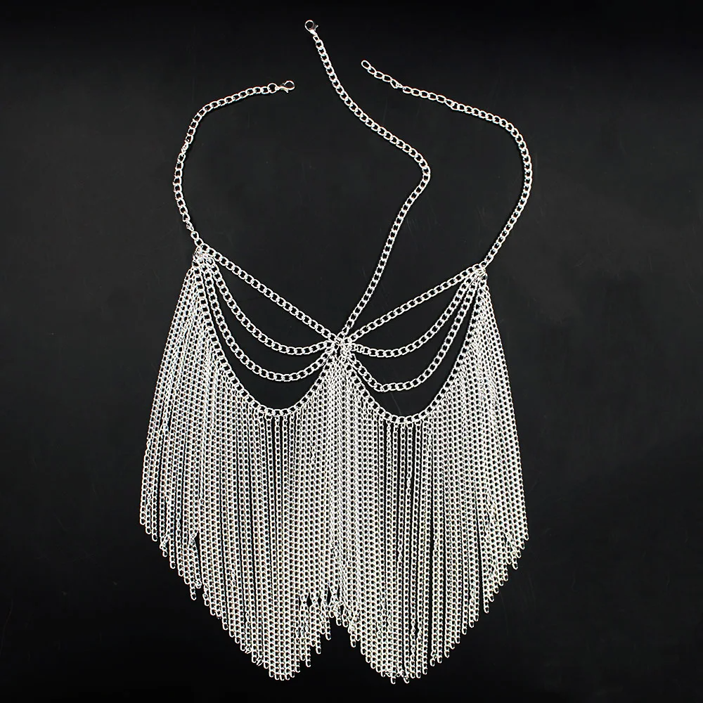 Boho Tassel Metal Mask Handmade Masquerade Face Chain Jewelry Metal Mask LUNARITY GARAGE Silver