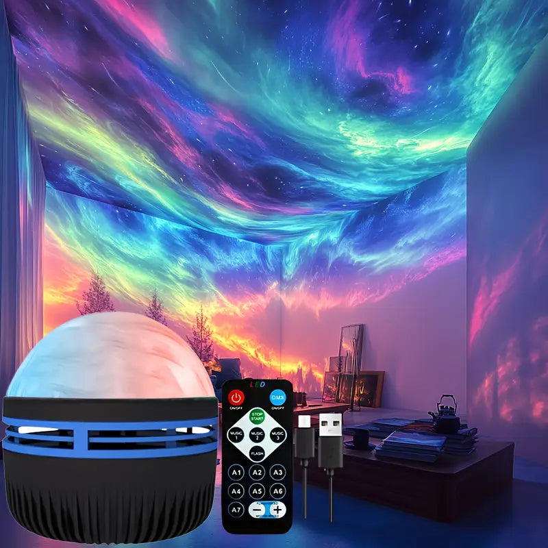 Aurora Starry Galaxy Dreams Northern Glow Night Light Projector LED Starry Sky Atmosphere Lighting Gift Bedside Nightlight Lamp Night Lights LUNARITY GARAGE