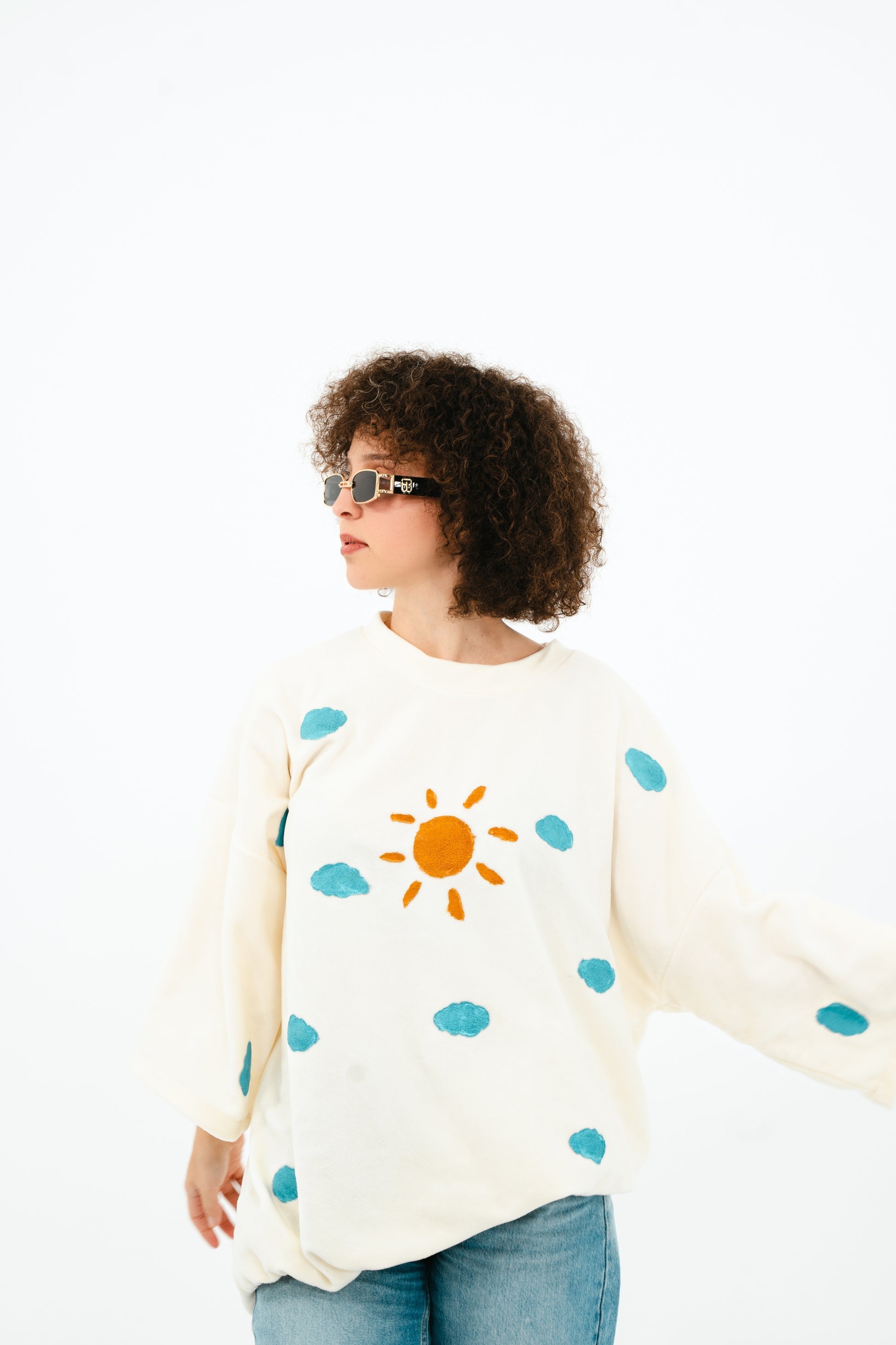 Sun and Clouds Polar Fleece Poncho Sweatshirt Sweatshirts LUNARITY GARAGE