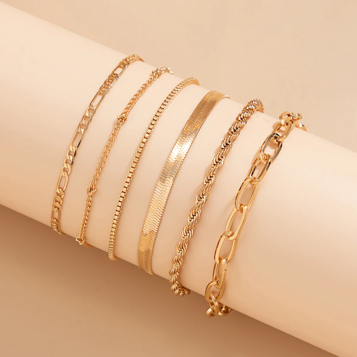 Bohemian Twisted Flat Snake Chain Anklet Set Summer Beach Jewelry anklet LUNARITY GARAGE