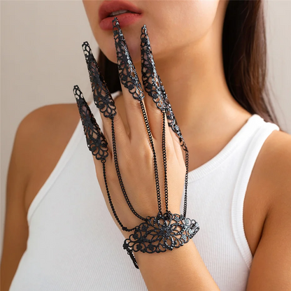 Creative Exaggerated Dubai Indian Finger Wrist Chain Bracelets - Y2K Steampunk Jewelry Finger Bracelet LUNARITY GARAGE   