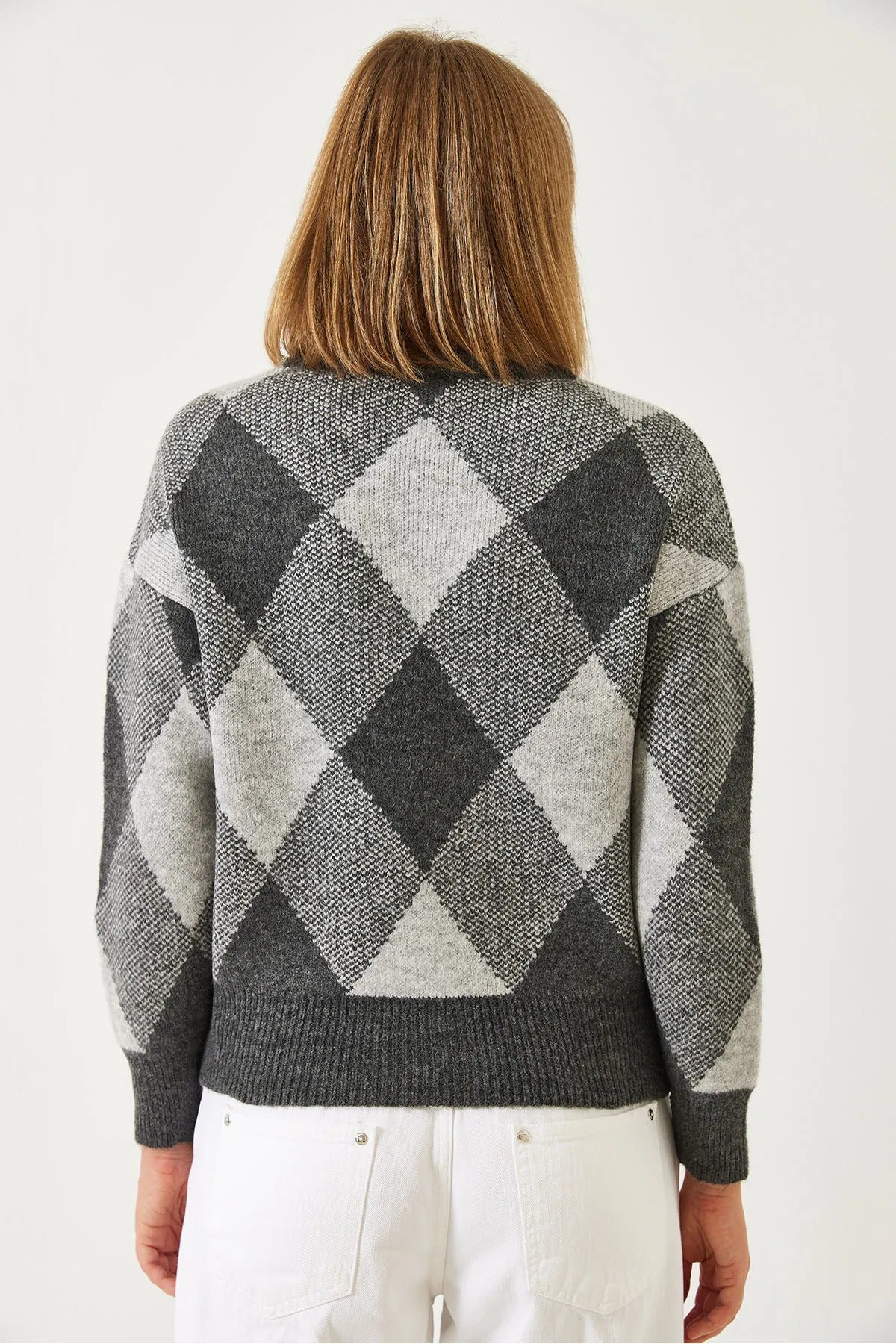 Women's Grid Pattern Knit Sweater sweater LUNARITY GARAGE