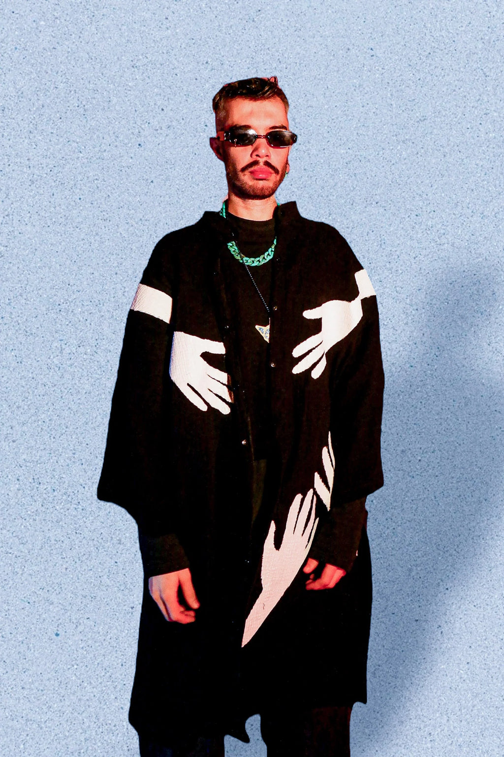 Black Muslin Silhouette Hand Design Shirt shirt LUNARITY GARAGE   