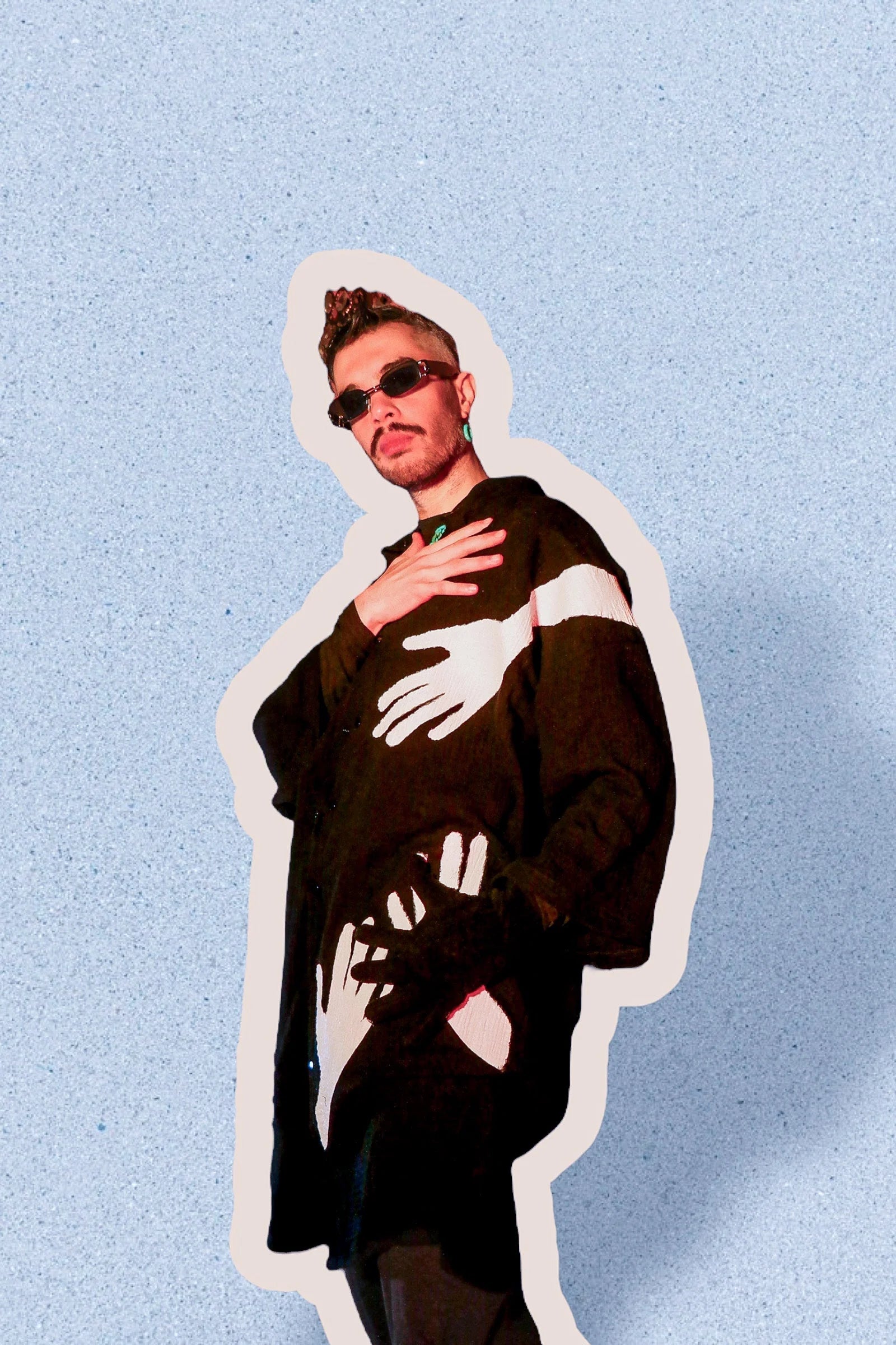 Black Muslin Silhouette Hand Design Shirt shirt LUNARITY GARAGE