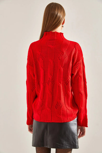Women's Half-Turtleneck Cable Knit Sweater sweater LUNARITY GARAGE