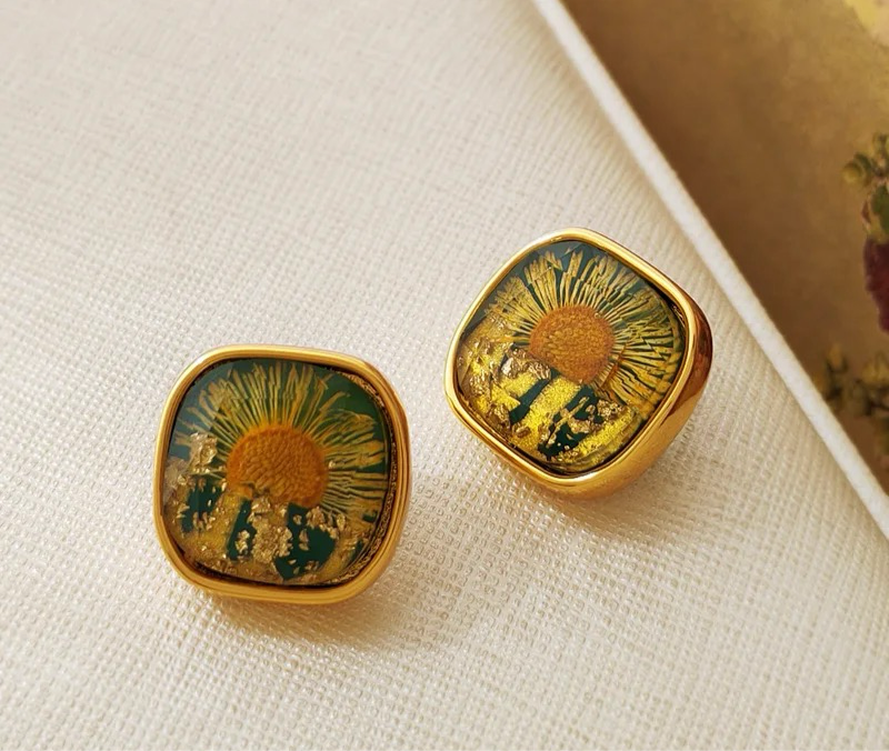 Vintage Sun Flower Temperament Minimalist Stud Earrings earrings LUNARITY GARAGE   