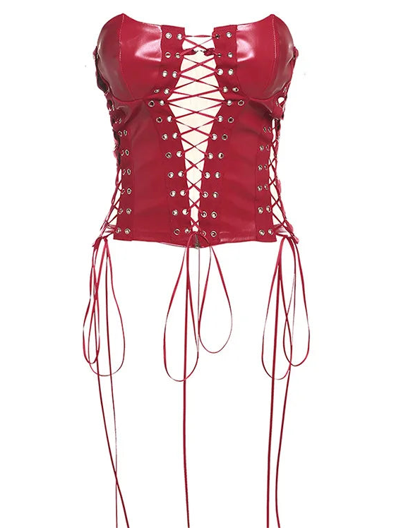 Sexy Gothic PU Leather Lace-Up Corset – Bold, Curvy Shaping with Elegance Corsets Lunarity Garage