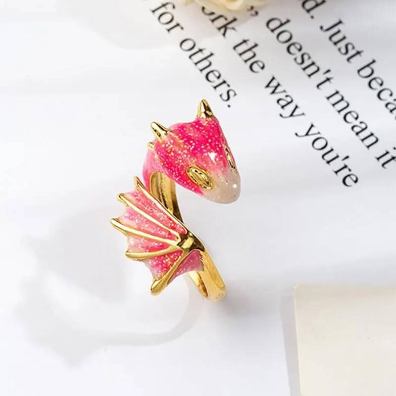 Pink and Blue Dragon Couple Rings ring LUNARITY GARAGE   