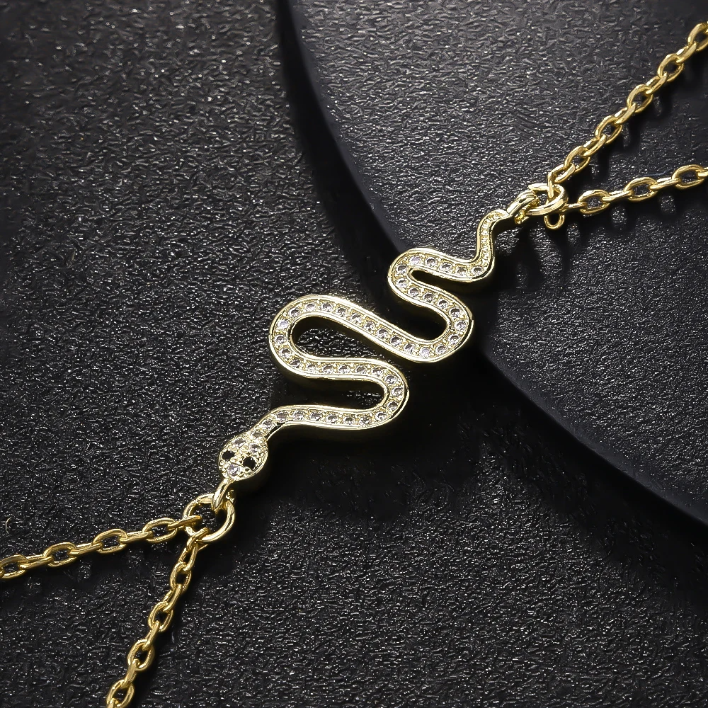 Crystal Snake Finger Chain Bracelet Finger Bracelet LUNARITY GARAGE