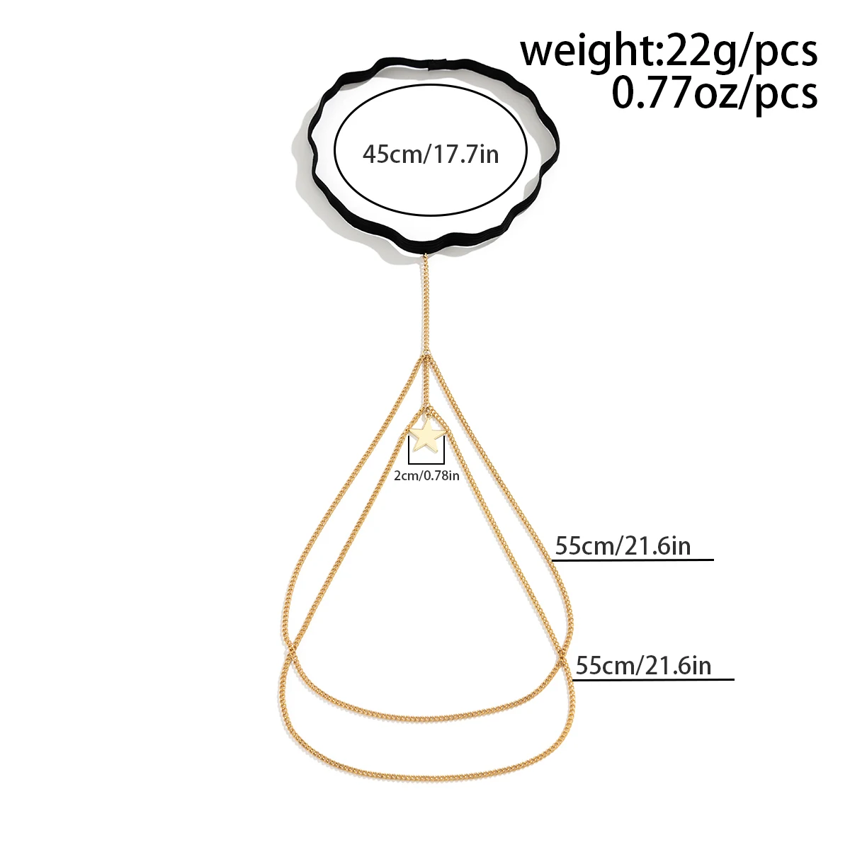 Black Elastic Band Thigh Chain leg Chain LUNARITY GARAGE