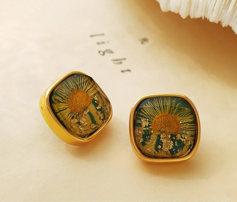 Vintage Sun Flower Temperament Minimalist Stud Earrings earrings LUNARITY GARAGE   