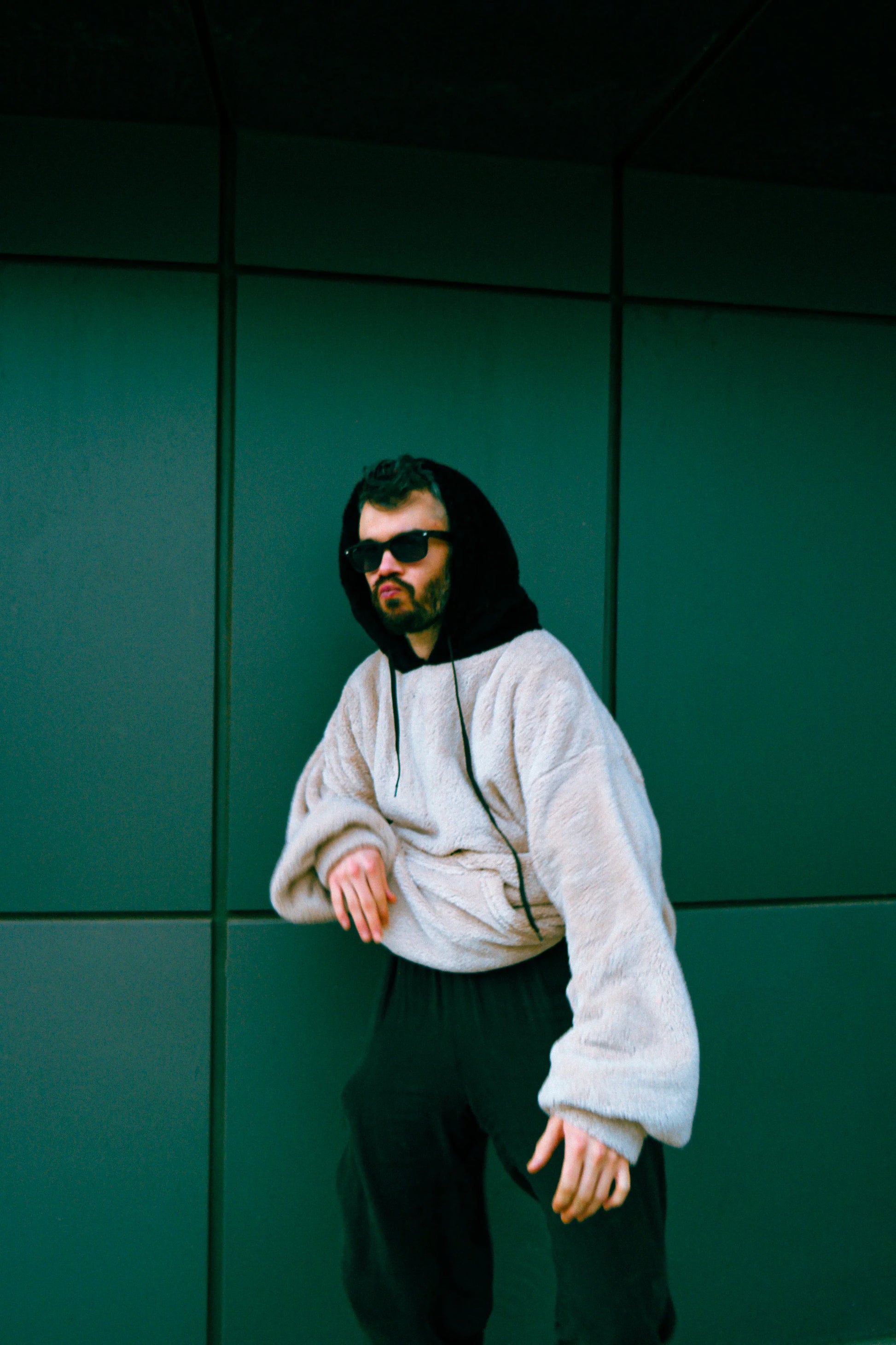 Beige & Black Welsoft Puffy Hoodie Hoodie LUNARITY GARAGE