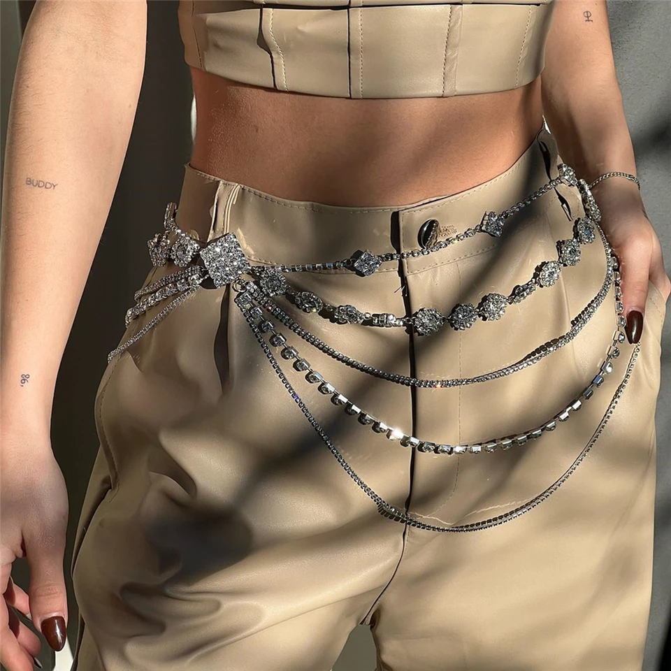 Festival Ready Summer Beach Sexy Multilayer Crystal Thigh Body Chain waist chain LUNARITY GARAGE