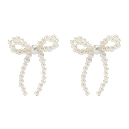 Korean Imitation Pearl Bowknot Stud Earrings earrings LUNARITY GARAGE   