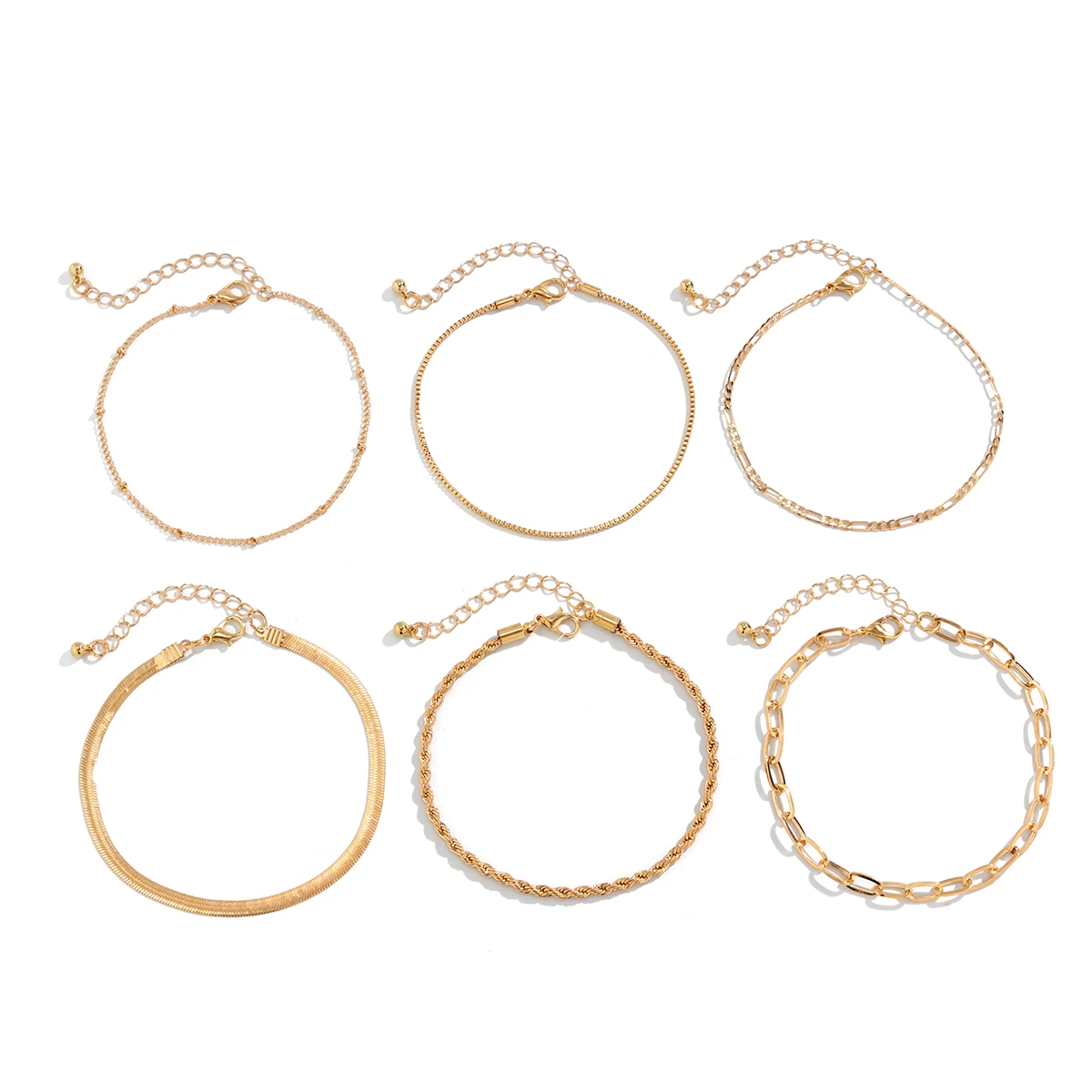 Bohemian Twisted Flat Snake Chain Anklet Set Summer Beach Jewelry anklet LUNARITY GARAGE