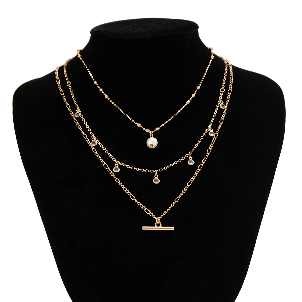 Exquisite Crystal Bead Clavicle Bohemian Multi-Layered Metal Chain Necklace necklaces LUNARITY GARAGE   