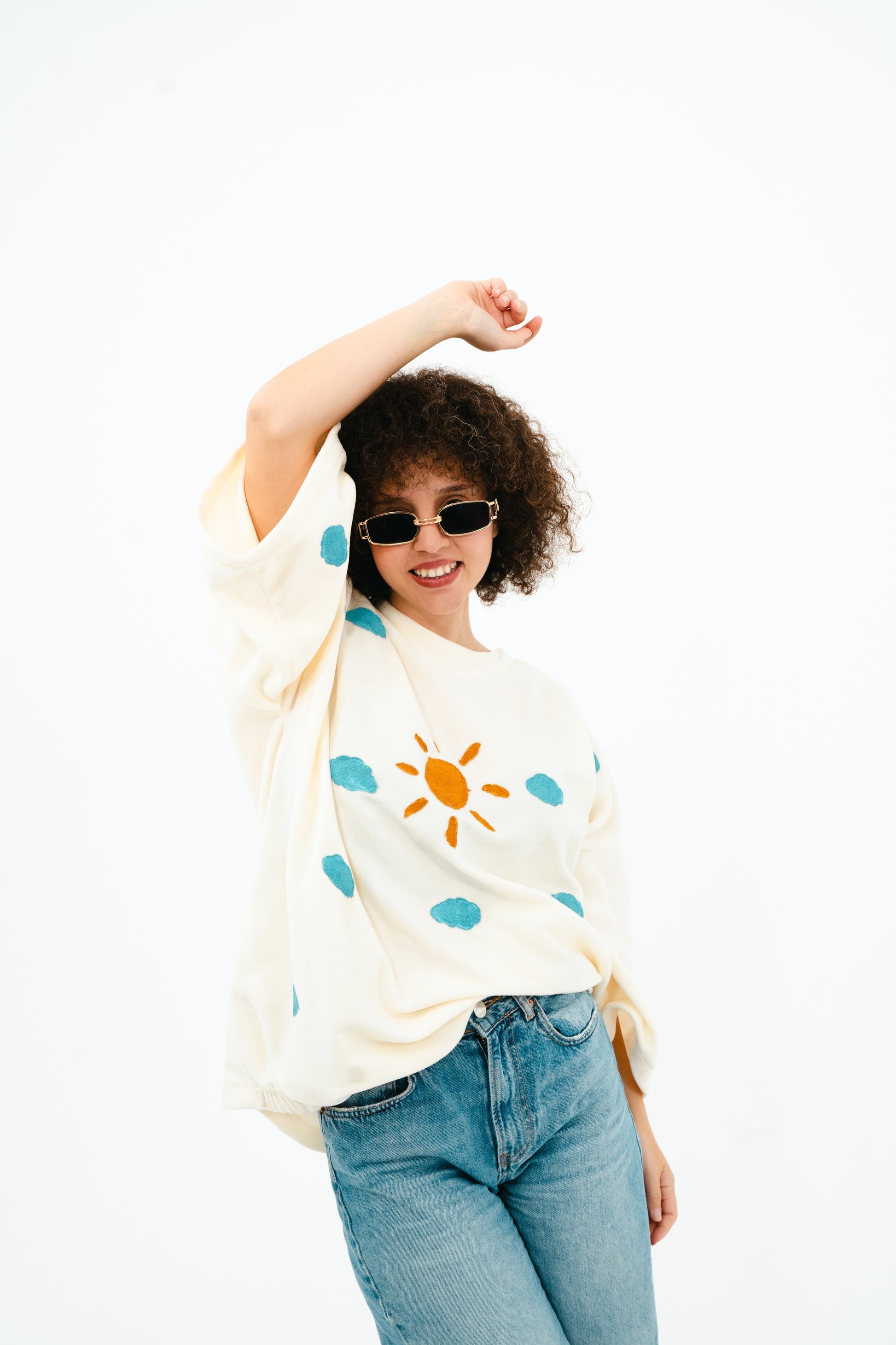 Sun and Clouds Polar Fleece Poncho Sweatshirt Sweatshirts LUNARITY GARAGE