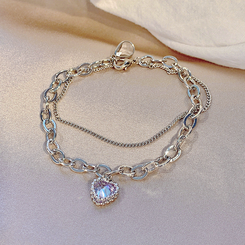 Double Layer Twin Chain Heart Bracelet Women Body Jewelry LUNARITY GARAGE