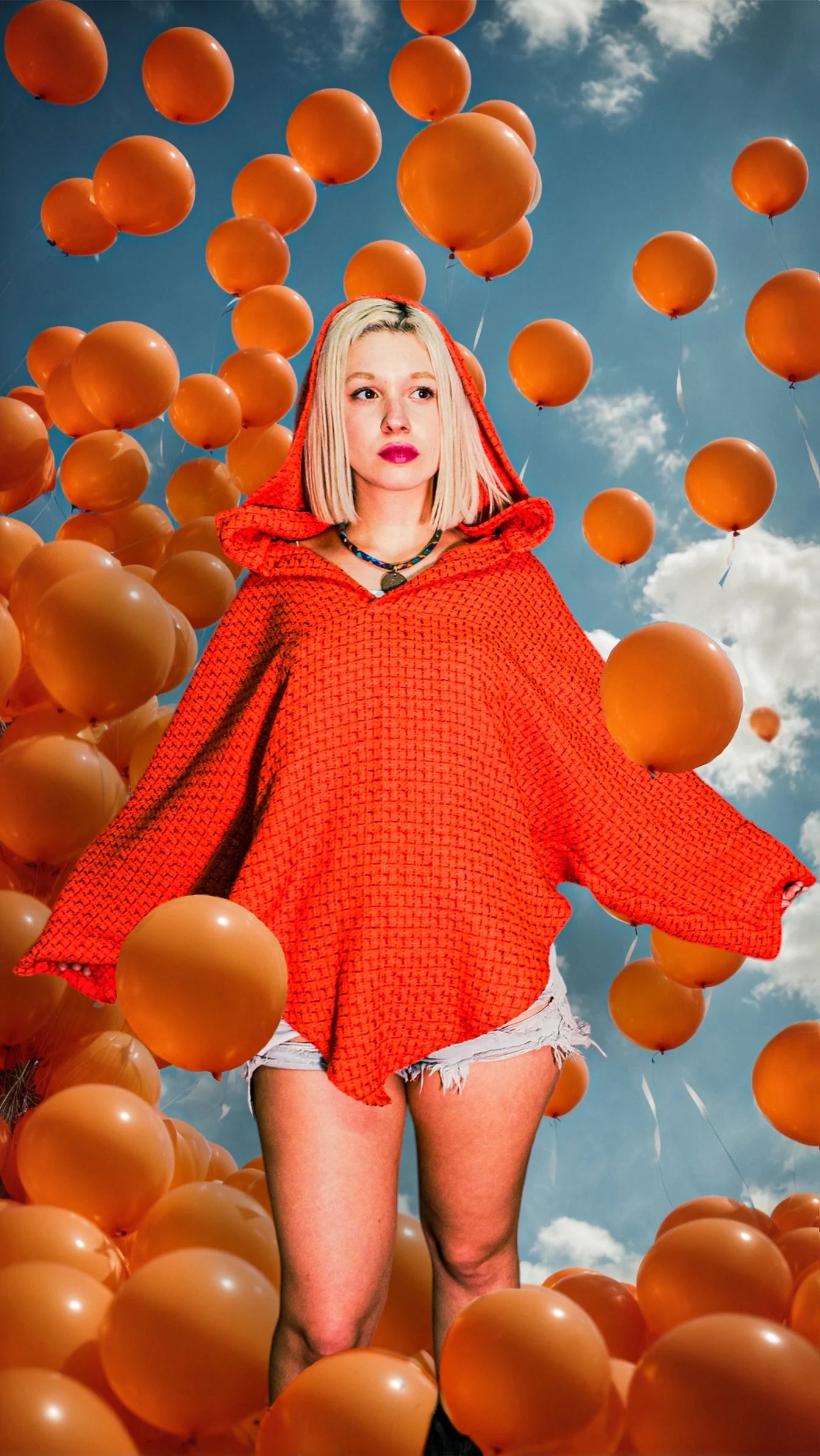 Orange in Wonderland Poncho Sweatshirt  LUNARITY GARAGE X Small  