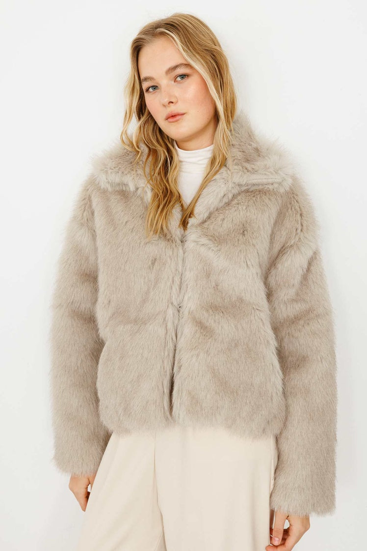 Faux Grey Fur Jacket – Elegance and Comfort Combined Coats LUNARITY GARAGE