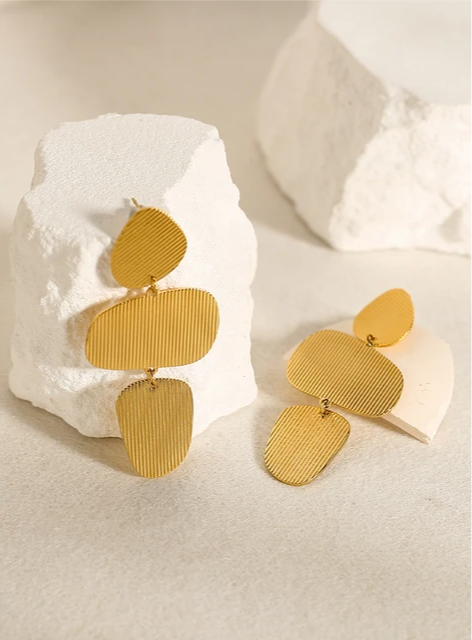 Elegant Striped Metal Texture Irregular Dangle Drop Earrings earrings LUNARITY GARAGE