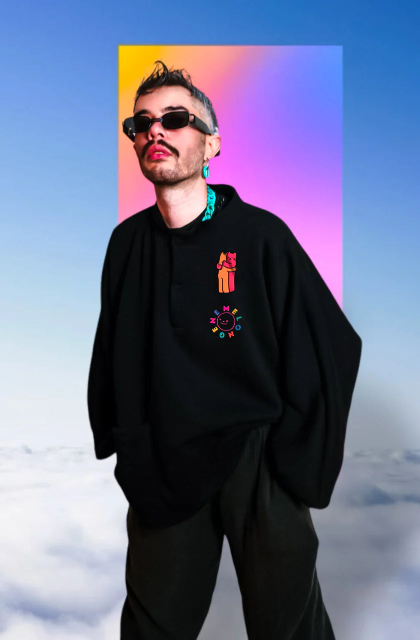 "Do You Love Me" Black Oversize Midi Sweatshirt Sweatshirts LUNARITY GARAGE