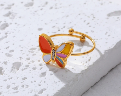 Creative Cute Colorful Enamel Mini Butterfly Rings ring LUNARITY GARAGE   