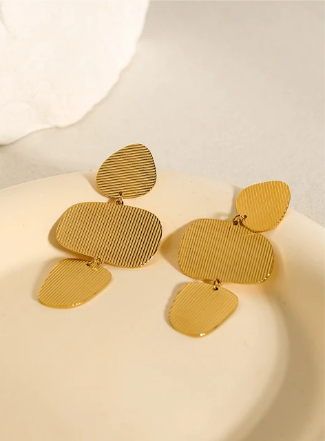 Elegant Striped Metal Texture Irregular Dangle Drop Earrings earrings LUNARITY GARAGE
