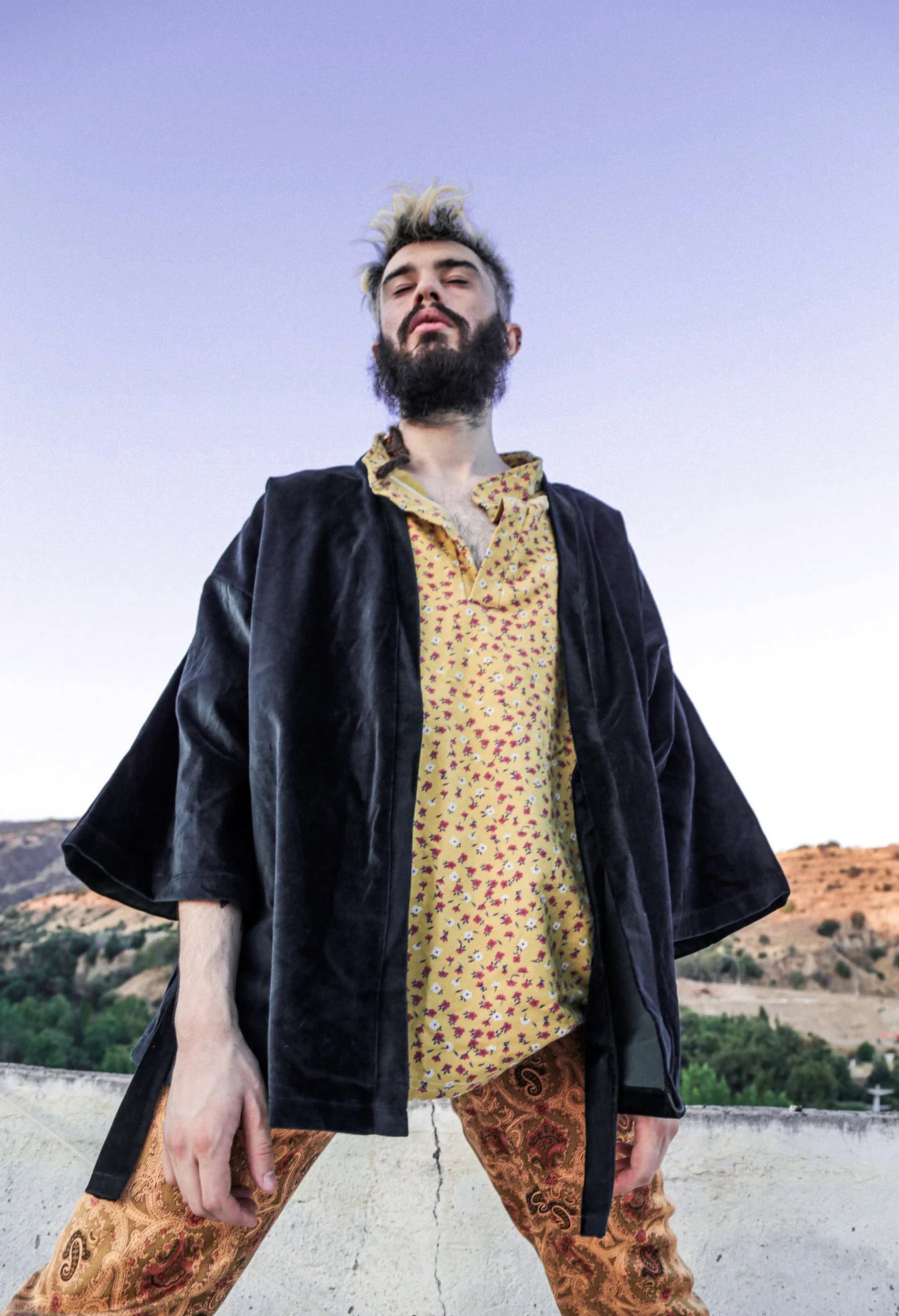 Black Velvet Oversized Shabby Kimono kimono LUNARITY GARAGE Small