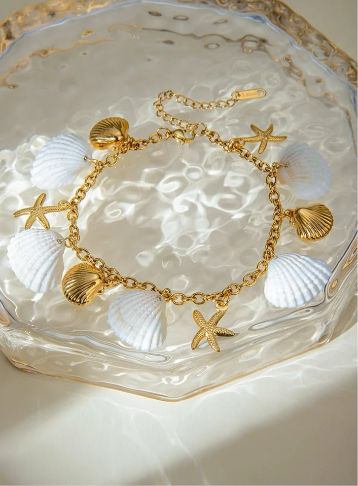 Sundrenched Shell Anklet bracelets LUNARITY GARAGE   