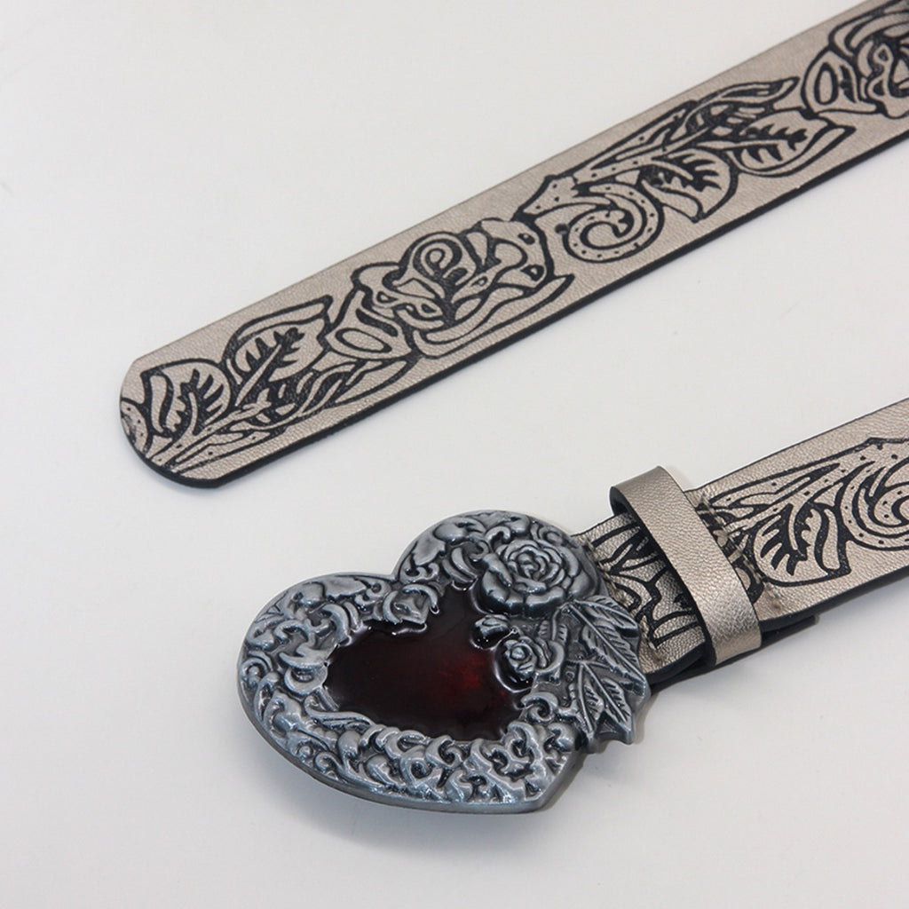Vintage Punk Style Retro Embossing Love Belt Y2K belt LUNARITY GARAGE   
