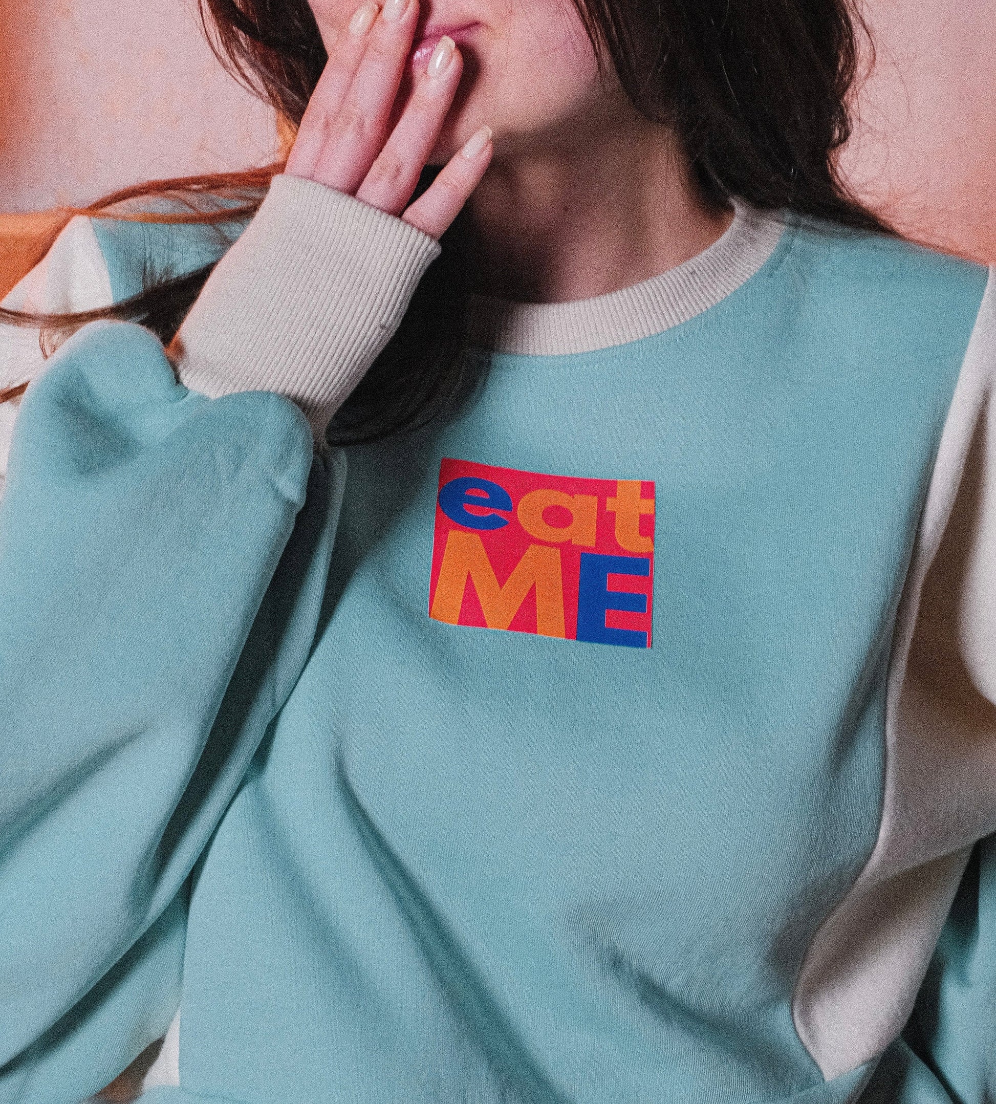 "Eat Me" Mint Crop Sweatshirt sweatshirt LUNARITY GARAGE Small  