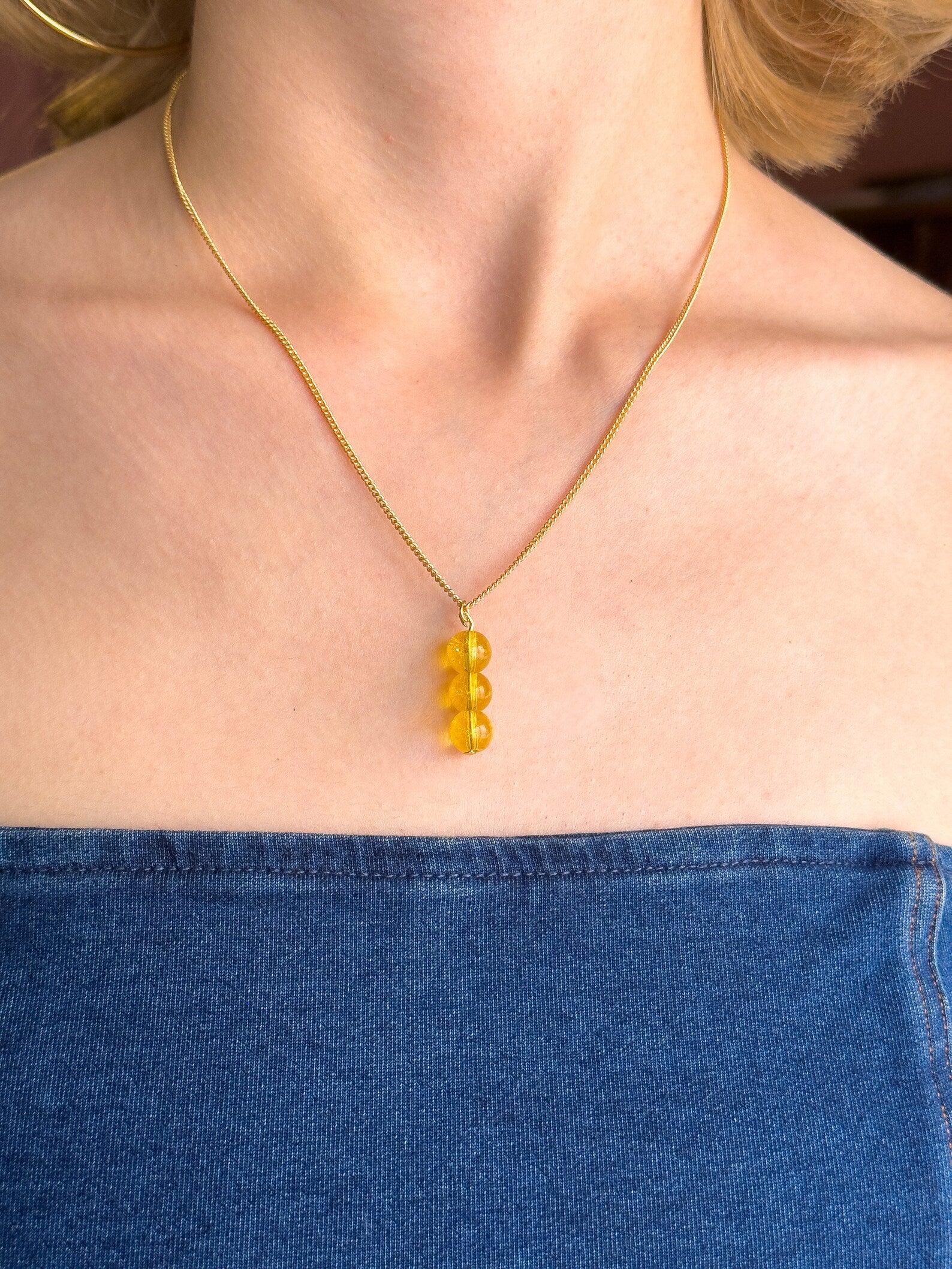 Minimalist Citrine Necklace necklaces LUNARITY GARAGE 16 Inches