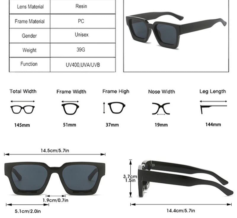 Vintage Square Candy Color Sunglasses – UV400 Gradient Designer Shades Sunglasses LUNARITY GARAGE