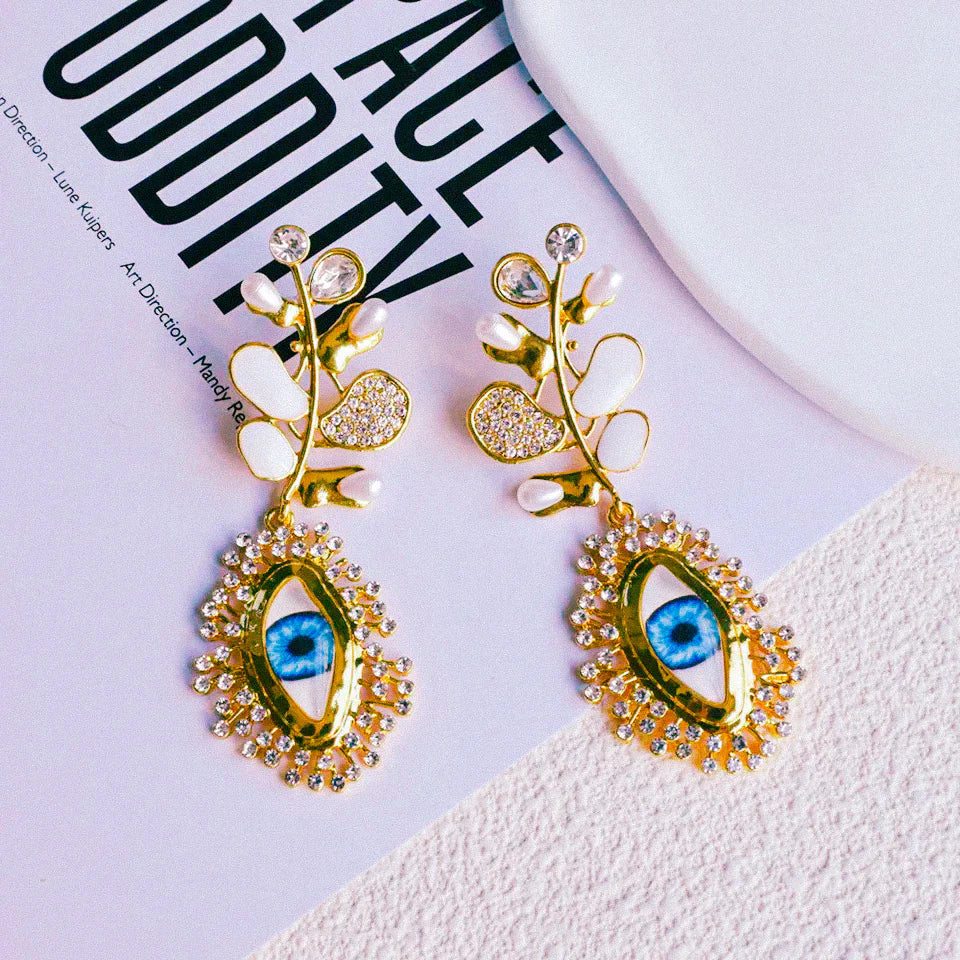 Rhinestone Gold Color Eyes Earrings earrings LUNARITY GARAGE
