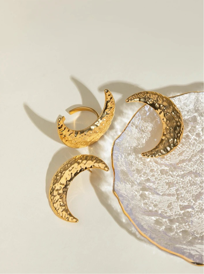 Half-Moon Earrings and Ring Set set LUNARITY GARAGE   