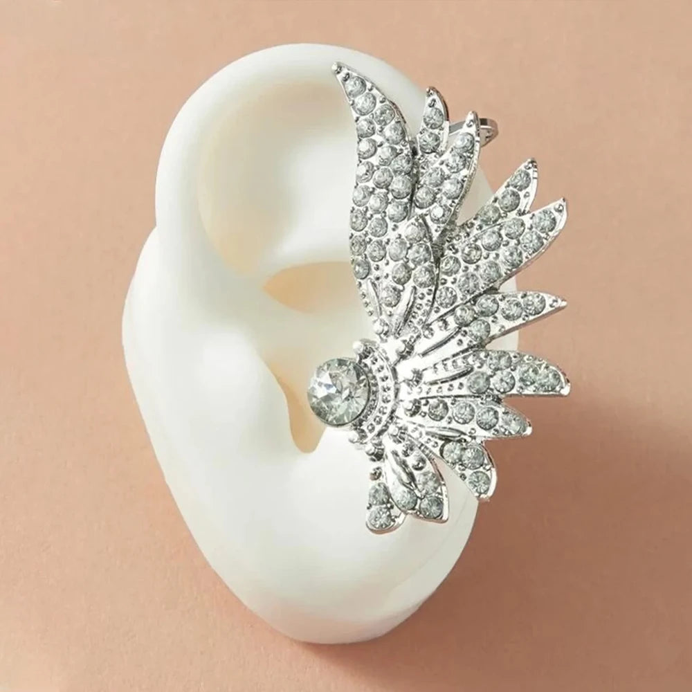 Sparkling Crystal Angel Wing Ear Clips Earrings Lunarity Garage   