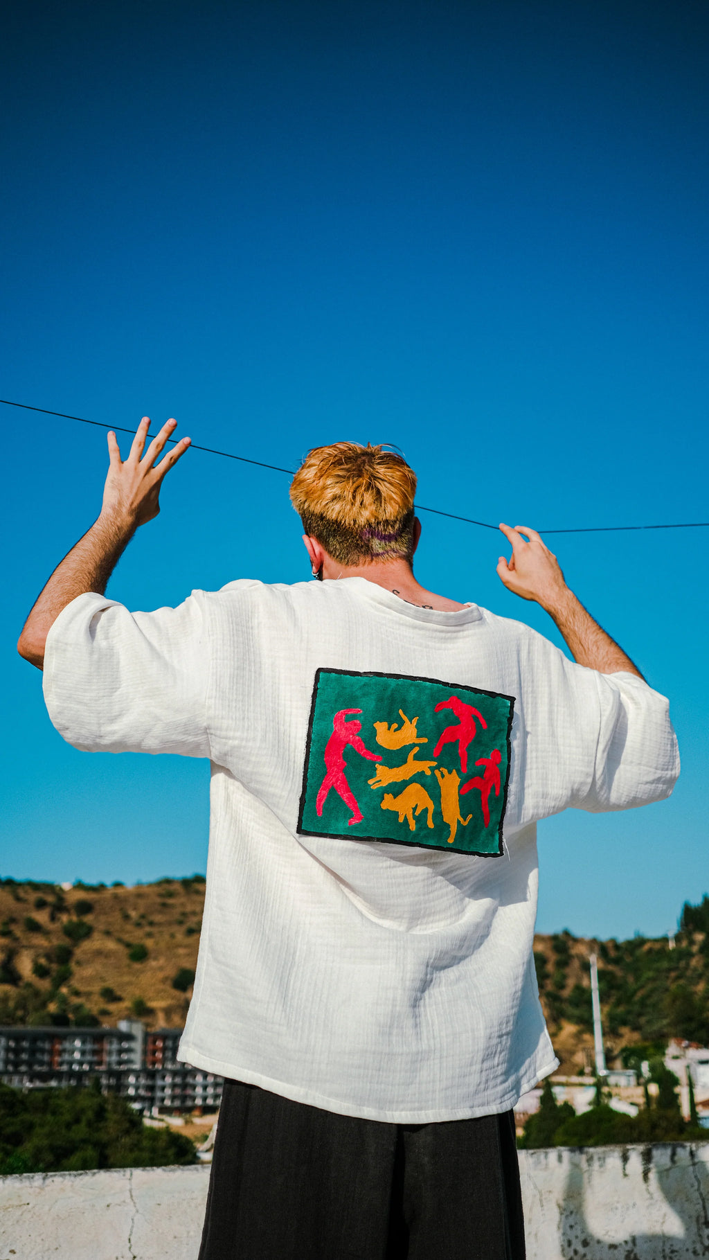 Cats Are Dancing White Muslin Kimono kimono LUNARITY GARAGE   