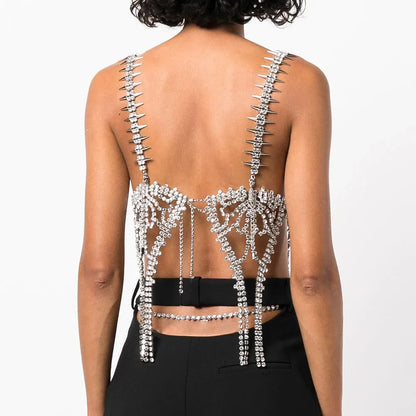 Backless Sexy Flower Crystal Fringe Tank Top Tank top Lunarity Garage   